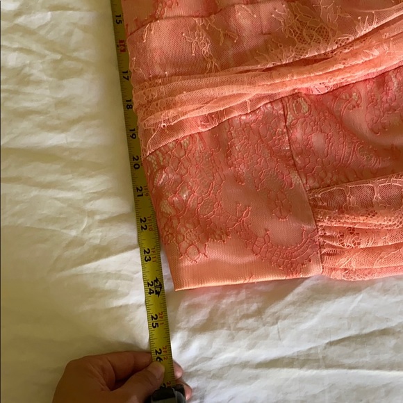 Salmon small Bebe Tube Top lace Dress - Picture 6 of 7